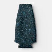 Donkere Aqua Blauwgroen Blue Glitter Flesjeskoeler (Voorkant)
