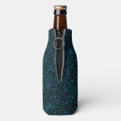 Donkere Aqua Blauwgroen Blue Glitter Flesjeskoeler (Fles Achterkant)