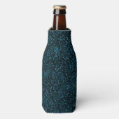 Donkere Aqua Blauwgroen Blue Glitter Flesjeskoeler (Fles Voorkant)