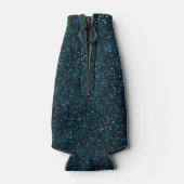 Donkere Aqua Blauwgroen Blue Glitter Flesjeskoeler (Achterkant)