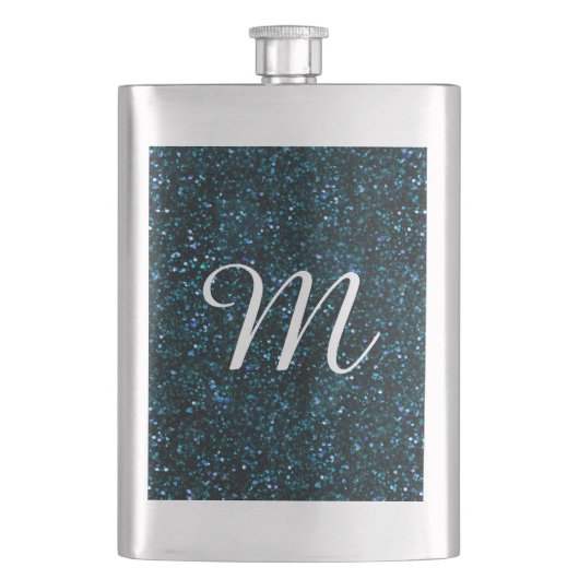 Donkere Aqua Blue Glitter Flacon (Voorkant)