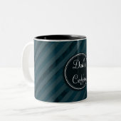 Donkere Aqua Navy Blue Monogram Coffee Mok voor pa (Voorkant links)