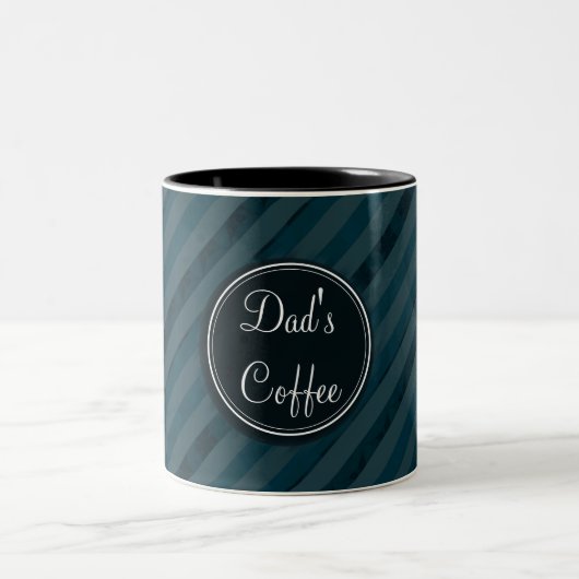 Donkere Aqua Navy Blue Monogram Coffee Mok voor pa (Center)