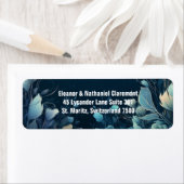 Donkere Aquamarijn en Blauwgroen Blauwe Bloemenbru Etiket (Insitu)