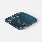 Donkere Aquamarijn en Blauwgroen Blauwe Bloemenbru Papieren Bordje (Gebogen)