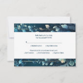 Donkere Aquamarijn en Blauwgroen Blauwe Bloemenbru RSVP Kaartje (Voorkant)