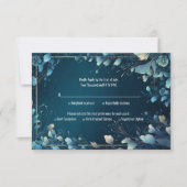 Donkere Aquamarijn en Blauwgroen Blauwe Bloemenbru RSVP Kaartje (Voorkant)