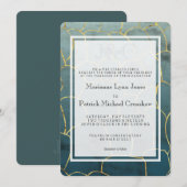 Donkere Aquamarine Goldvein Modern Wedding Kaart (Voorkant / Achterkant)