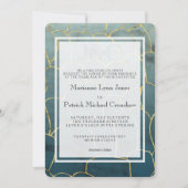 Donkere Aquamarine Goldvein Modern Wedding Kaart (Voorkant)