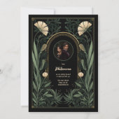 Donkere Art Nouveau Botanische Huwelijksuitnodigin Kaart (Achterkant)