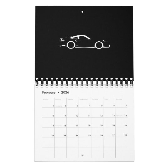 Donkere auto kalender (Feb 2026)