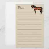 Donkere baai Egyptisch Arabisch paard Briefpapier (Voorkant / Achterkant)