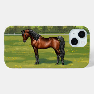 Donkere baai - Egyptisch Arabisch paard in zomerti iPhone 15 Case