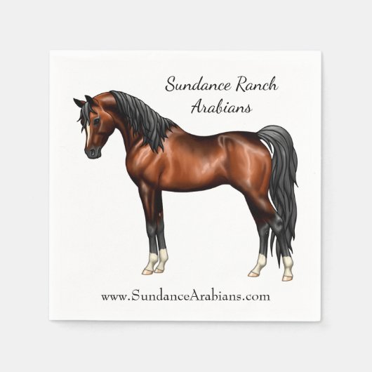 Donkere baai Egyptisch Arabisch paard Servetten (Voorkant)