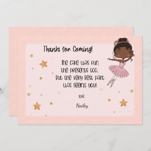 Donkere Ballerina bedankpas Bedankkaart (Voorkant / Achterkant)