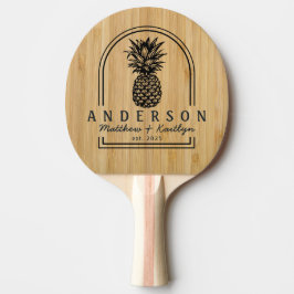 Donkere Bamboe Ananas Trouwboog & Naam Tafeltennisbatje