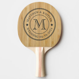 Donkere Bamboe Huwelijks Monogram Ster Tafeltennisbatje