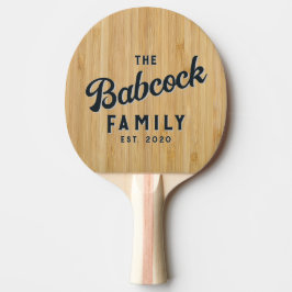 Donkere Bamboe Retro Familienaam & Jaar Tafeltennisbatje