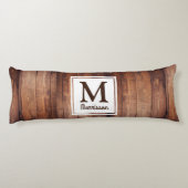Donkere Barn Wood Country Monogramed Lichaamskussen (Achterkant)
