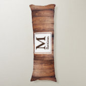 Donkere Barn Wood Country Monogramed Lichaamskussen (Voorkant Verticaal)