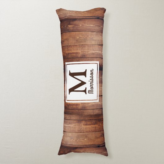 Donkere Barn Wood Country Monogramed Lichaamskussen (Voorkant Verticaal)