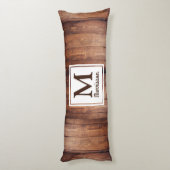 Donkere Barn Wood Country Monogramed Lichaamskussen (Achterkant (Verticaal))