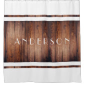 Donkere Barn Wood en wit land op maat Douchegordijn (Voorkant)