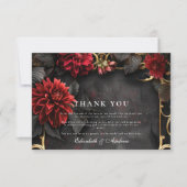 Donkere barokke bloemenbruiloft bedankkaart (Voorkant)