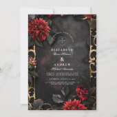 Donkere barokke bloemenbruiloft kaart (Voorkant)