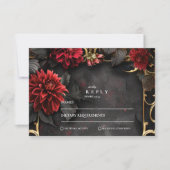 Donkere barokke bloemenbruiloft RSVP kaartje (Voorkant)