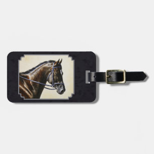 Donkere Bay Dressage Horse Blue-black Bagagelabel