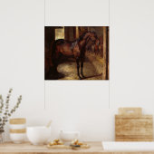 Donkere Bay Horse in de stal Poster (Keuken)