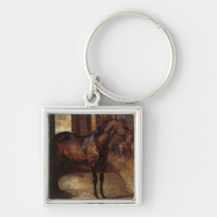 Donkere Bay Horse in de stal Sleutelhanger