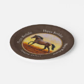 Donkere Bay met draaiend paard Brown Papieren Bordje (Gekanteld)