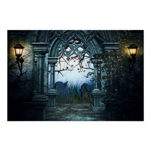 Donkere Begraafplaats Achtergrond Perfect Poster (Voorkant)
