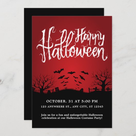 Donkere begraafplaats vleermuizen zwart en rood Ha Kaart (Voorkant / Achterkant)