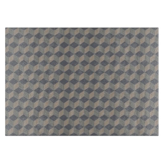 Donkere beige 3D-kubussen in cascade Snijplank (Voorkant)