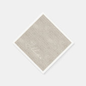 Donkere beige linnen verbinding, witte naam Timele Servet (Hoek)