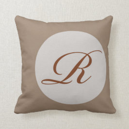 Donkere beige monogram R Polyester Lumbar Kussens