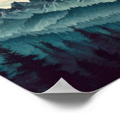 Donkere Berg met grote maan Poster (Hoek)