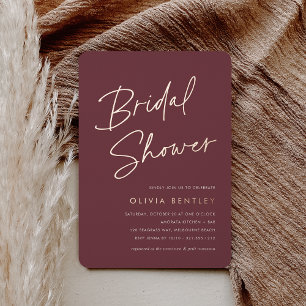 Donkere Bes Boho Minimalistische Script Bruidsdo Folie Uitnodiging