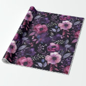 Donkere Betovering Roze & Paarse Anemone Decoupage Cadeaupapier (Uitgerold)