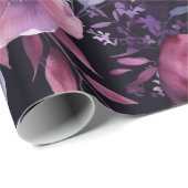 Donkere Betovering Roze & Paarse Anemone Decoupage Cadeaupapier (Rol Hoek)