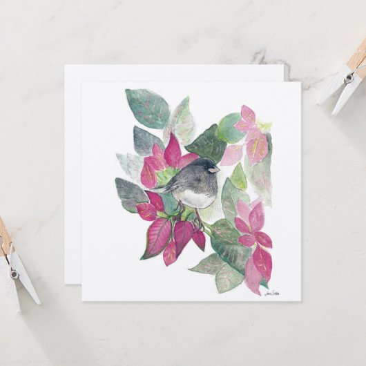 Donkere bevleesde Junco-vogelkaart Kaart (Voorkant / Achterkant in situ)