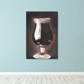 Donkere bier in Tulp Glass Porter Stout-schilderku Canvas Afdruk (Insitu (Houten vloer))