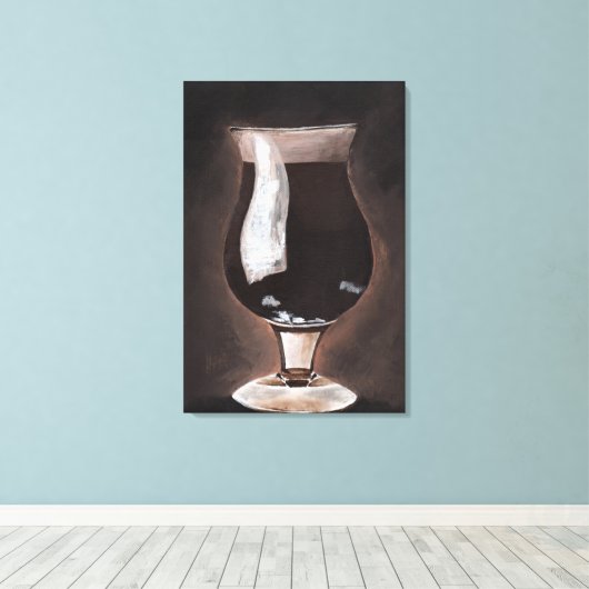 Donkere bier in Tulp Glass Porter Stout-schilderku Canvas Afdruk (Insitu (Houten vloer))
