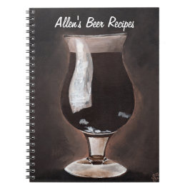Donkere bier in Tulp Glass Porter Stout-schilderku Notitieboek