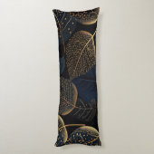 Donkere bladeren met Sierkussen van gouden Stippen Lichaamskussen (Achterkant (Verticaal))