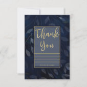 Donkere Blauw Gouden Botanische Bladeren Modern Be Kaart (Voorkant)