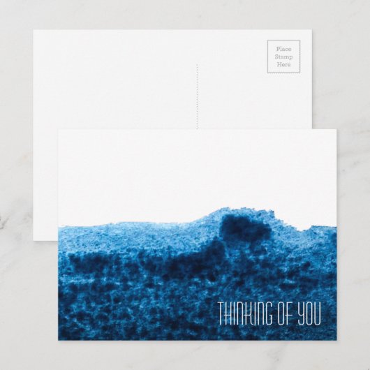 Donkere blauw waterverf minimaal briefkaart (Voorkant / Achterkant)